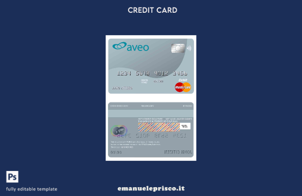 modello di carta mastercard bancaria Aveo Australia in stile verificato